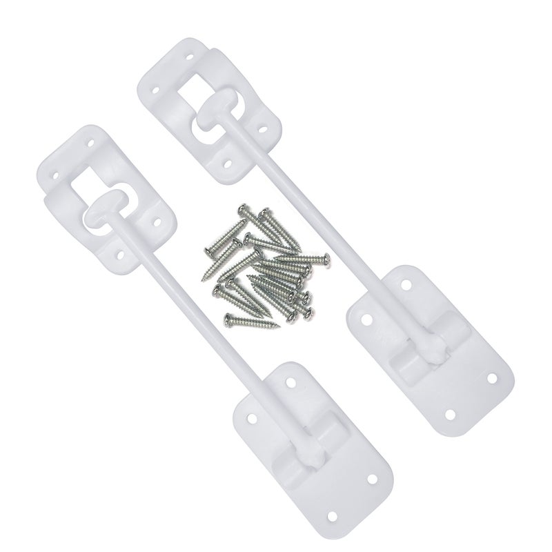 Camp'N 6" RV Door Holder and Latch - Camper & Trailer Door Catch - T Style OEM - White 2 Pack with Hardware - Image 1